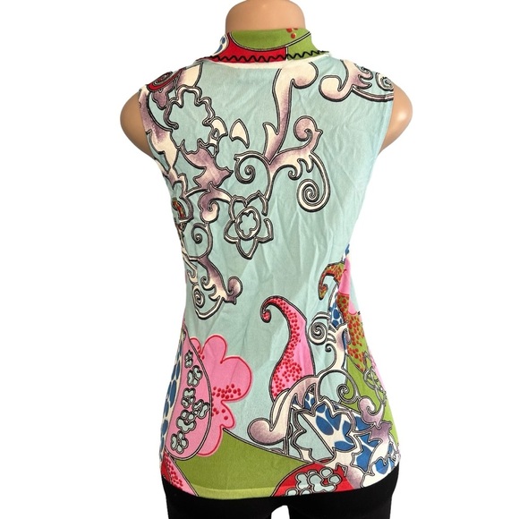 90's Vintage Alberto Makali Sequined Sleeves Top Blue - Picture 7 of 8